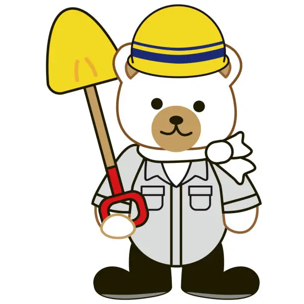Vector illustration of Illustration of a cute bear wearing work clothes.