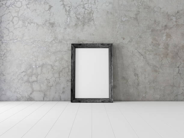 istock Black Wooden Frame Mockup standing on white floor 1173065616