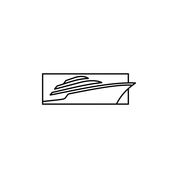 ilustrações, clipart, desenhos animados e ícones de iate/cruzeiro inspiração design com linha minimalista estilo arte - veleiro luxo