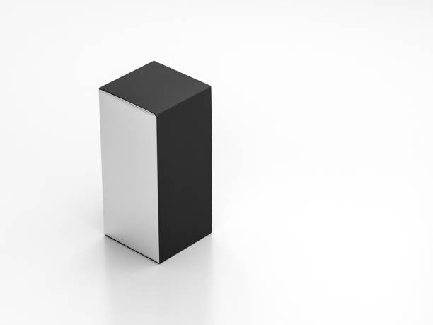 istock Silver cardboard Box Mockup with black cover for fragrance packaging 1173066197