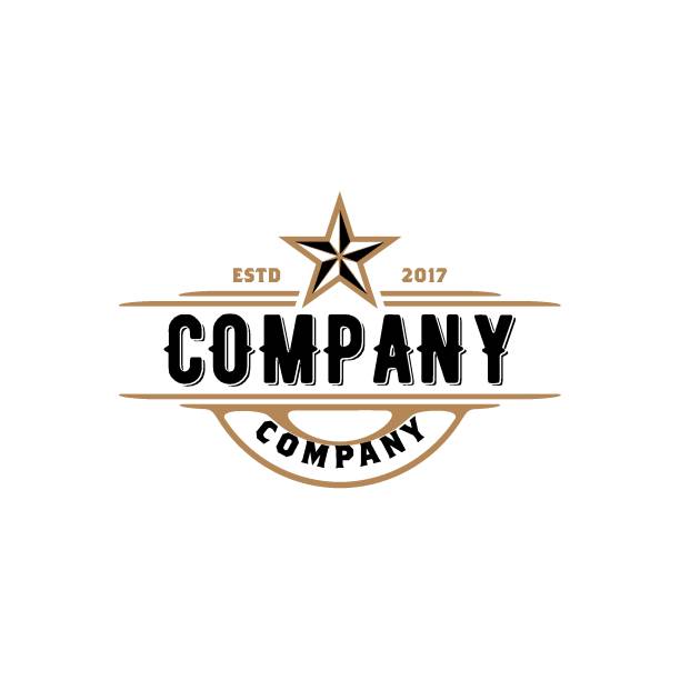 Vintage Retro Western Country Emblem Texas design image description ems logo stock illustrations