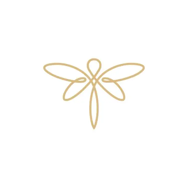Vector illustration of Minimalist elegant Dragonfly design with line art style