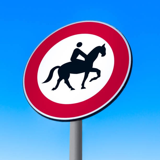 istock Road sign to prohibit passage with horse 1173095663