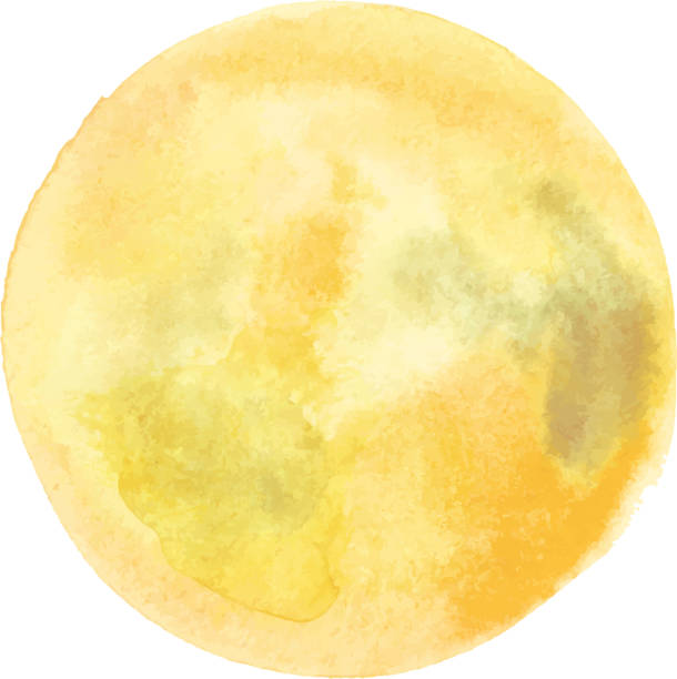 淡い黄金色の黄色で描くベクトルと水彩フルムーン、抽象的な背景テクスチャ - full moon点のイラスト素材／クリップアート素材／マンガ素材／アイコン素材