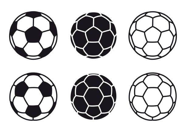 illustrazioni stock, clip art, cartoni animati e icone di tendenza di icona del pallone da calcio vettoriale su sfondi bianchi - white background isolated isolated on white competition