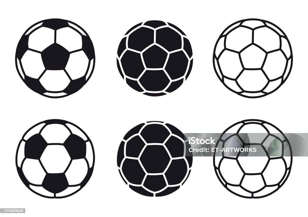 Векторный футбольный мяч значок на белом фоне - Векторная графика Футбольный мяч роялти-фри