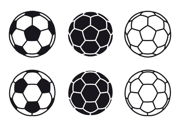 векторный футбольный мяч значок на белом фоне - футбол иллюстрации stock illustrations