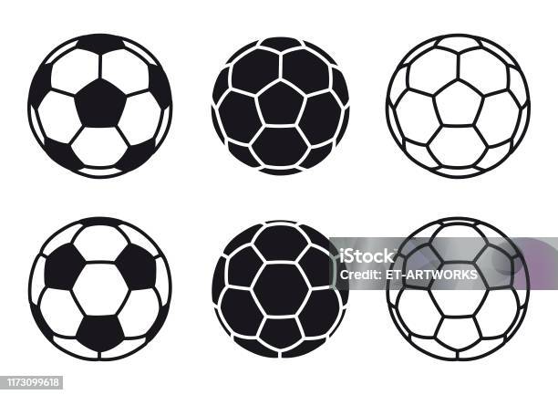 Векторный Футбольный Мяч Значок На Белом Фоне — стоковая векторная графика и другие изображения на тему Футбольный мяч - Футбольный мяч, Футбол, Иконка