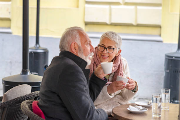 istock Senior Couple Afternoon Coffee Drinking Relax Concept 1173103678