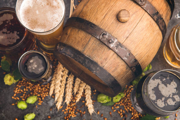 istock Top view of dark beer, hops and wheat 1173105591