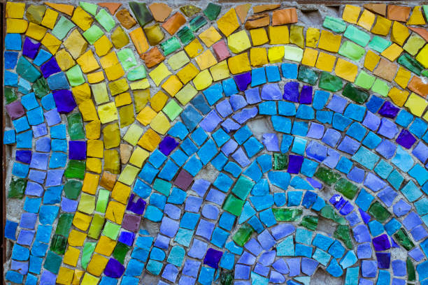 istock Diagonal colorful mosaic texture on the wall 1173105949
