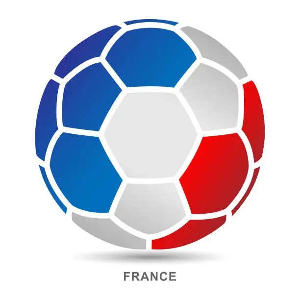 Vector illustration of Vector soccer ball with French national flag on White Backgrounds