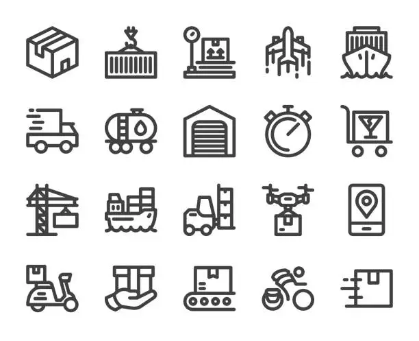 Vector illustration of Logistics and Shipping - Bold Line Icons