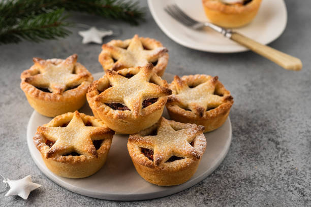 istock Delicious fruit mince tarts for Christmas dinner. Grey background, selective focus 1173113502