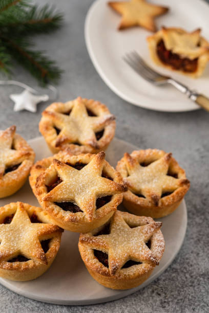 istock Delicious fruit mince tarts for Christmas dinner. Grey background, selective focus 1173113561
