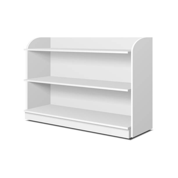 istock Blank Empty Showcase Displays With Retail Shelves, Trading Rack. Mock Up, Template. Illustration Isolated On White Background. Ready For Your Design. Product Advertising. Vector EPS10. 1173113596