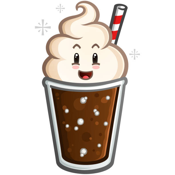 Root Beer Float Cartoon Character Mascot vector art illustration