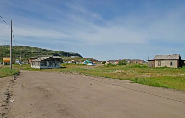 Photo of the old part of Teriberka village in Murmansk region