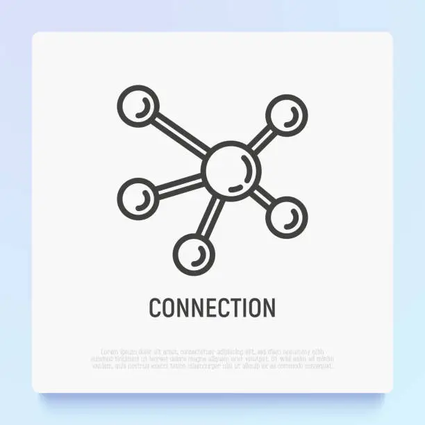 Vector illustration of Connection thin line icon. Modern vector illustration.