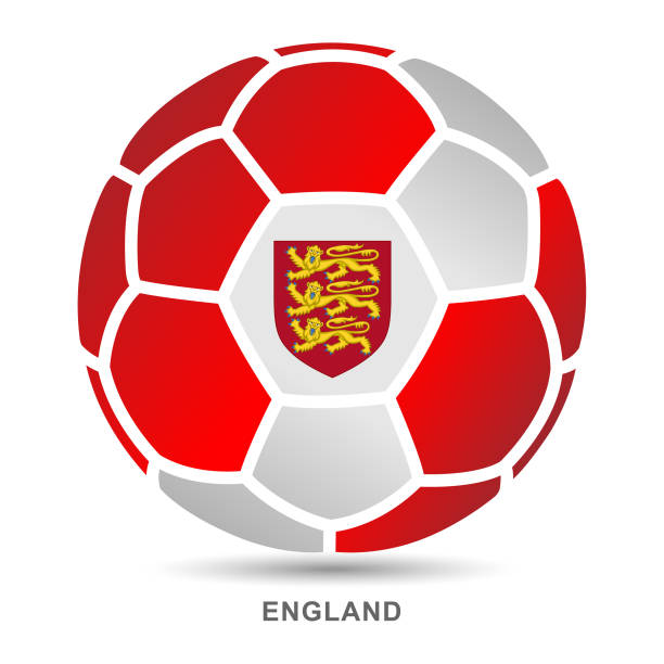 ilustrações, clipart, desenhos animados e ícones de esfera de futebol do vetor com a bandeira nacional inglesa em fundos brancos - red white american football stadium soccer stadium