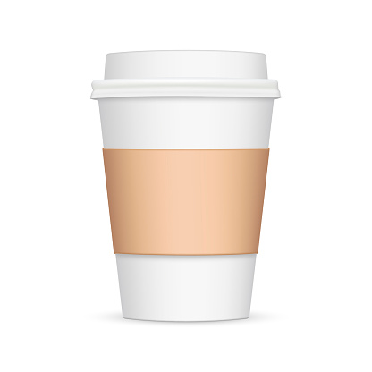 Coffee cup with sleeve mockup - front view