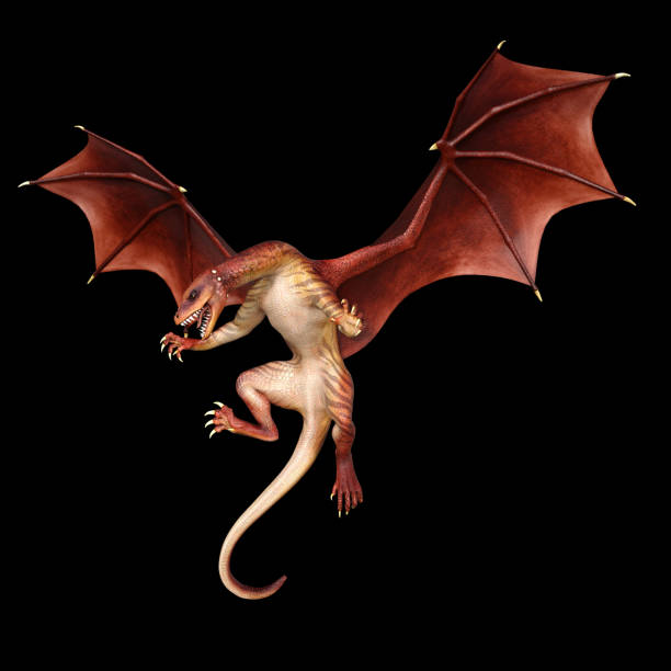 istock 3D illustration fantasy dragon on black 1173132404