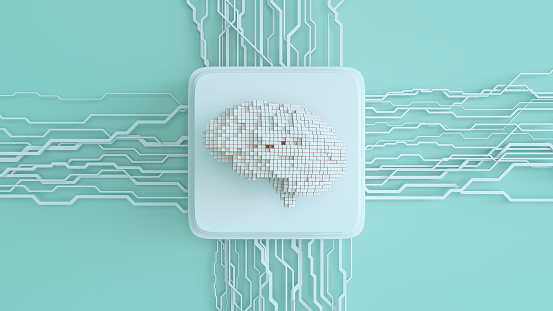 Artificial Intelligence digital concept with brain shape