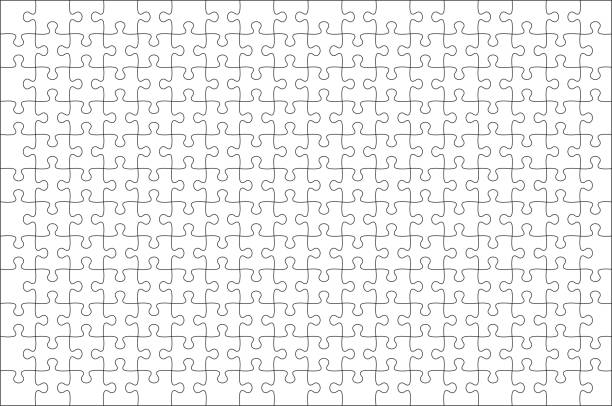 mockup jigsaw puzzle 3: 2 seitenverhältnis für jigsaw-overlays im spiel - geduldsspiel stock-grafiken, -clipart, -cartoons und -symbole