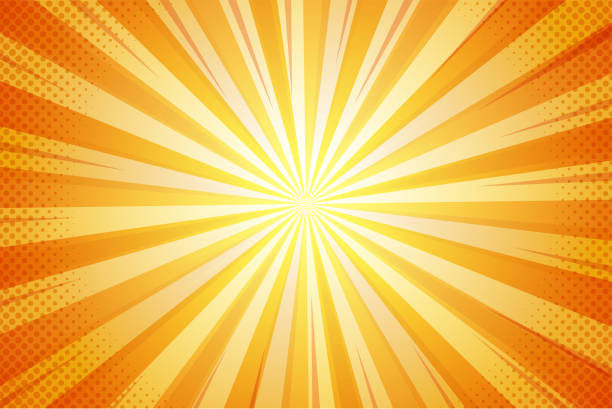 orange summer abstract comic cartoon sunlight background. vector illustration. - star backgrounds exploding star shape stock-grafiken, -clipart, -cartoons und -symbole