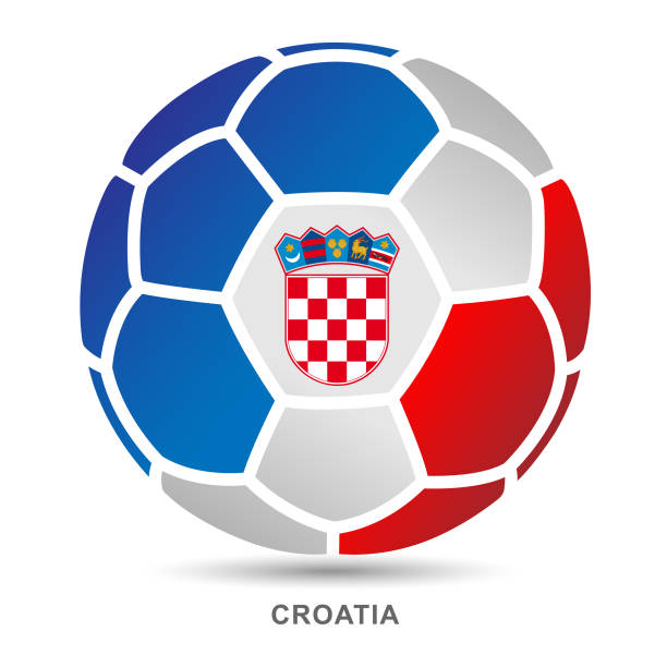 ilustrações, clipart, desenhos animados e ícones de esfera de futebol do vetor com a bandeira nacional croata em fundos brancos - red white american football stadium soccer stadium