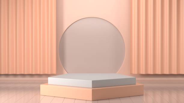 istock 3d Render image of abstract pink color geometric shape background, modern minimalist mockup for podium display or showcase 1173136122