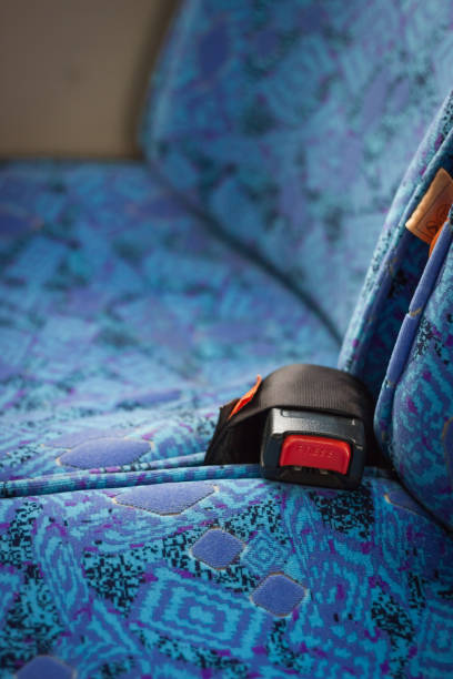 istock Red Button Seat Belt for Safety in Travel Bus 1173136484