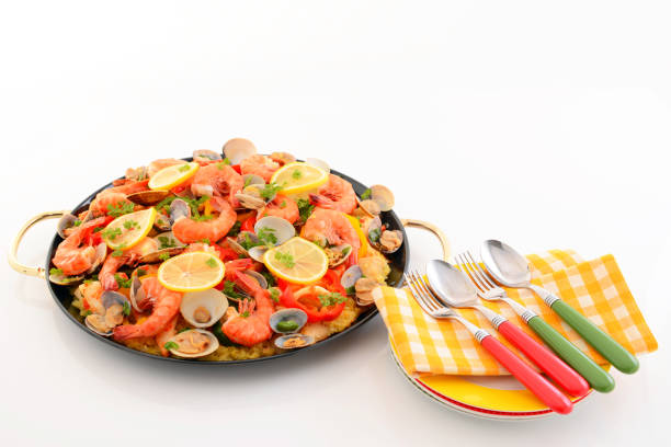 istock Delicious paella in pan 1173136518