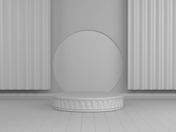 istock 3d render image of white mockup podium background. 1173136598