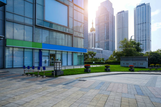 istock Empty floor and modern office building ,qingdao,china 1173137496