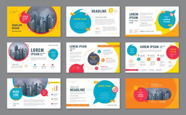 Abstract Presentation Templates, Infographic elements Template design set Abstract Presentation Templates, Infographic Colorful elements Template design set for Brochures, flyer, leaflet, magazine, invitation card, annual report, Questions and Answers, social networks, talk bubbles vector, company profile, simple design newsletter template stock illustrations