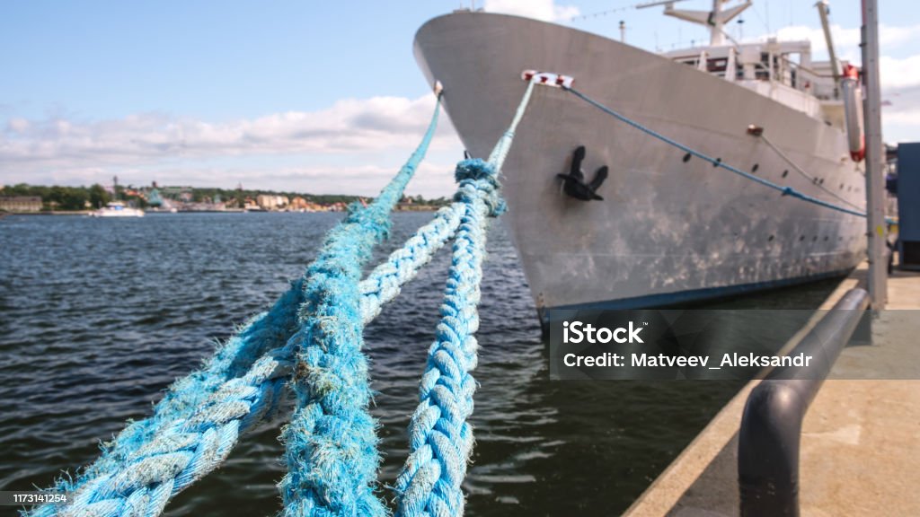 Berthing Ropes On A Pier With The Big Ship Vacation Travel Concept Stock  Photo - Download Image Now - iStock
