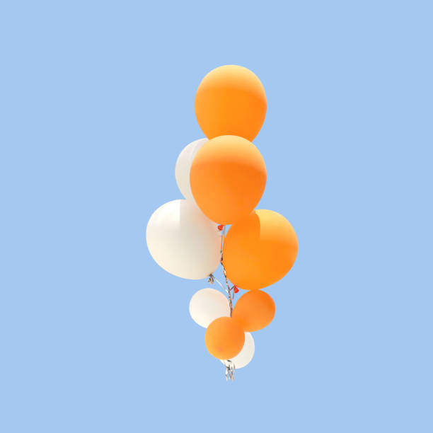 istock Group of orange and white color balloons 1173141726