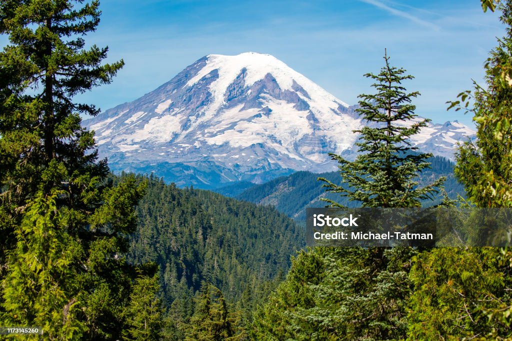Mount Rainier National Park in the state of Washington in August August Stock Photo