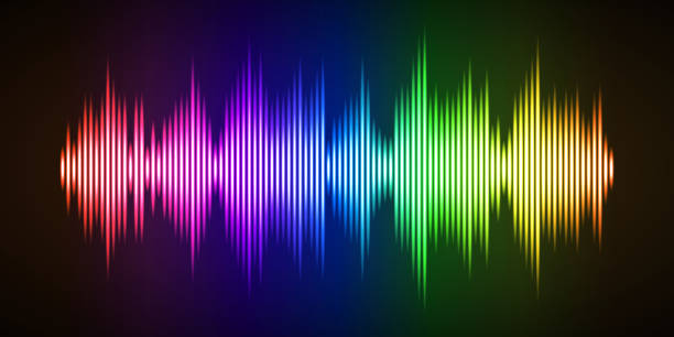 ilustrações de stock, clip art, desenhos animados e ícones de colorful sound wave background - spectrum rainbow backgrounds disco