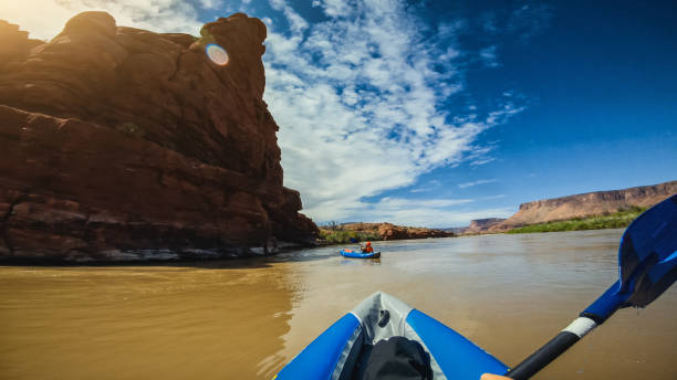 istock POV  rafting with kayak in Colorado river, Moab 1173154508