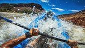 POV  rafting with kayak in Colorado river, Moab