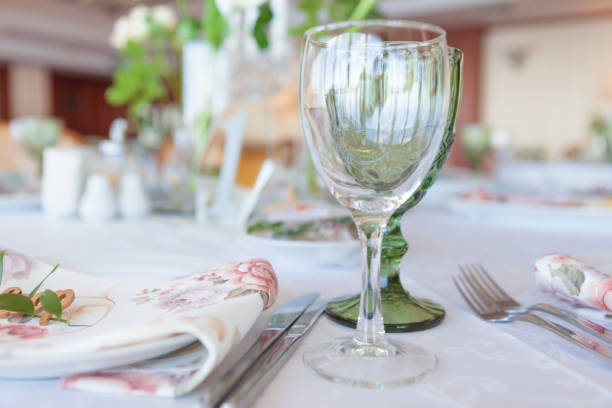 istock Empty glasses set in restaurant. Part of interior. Close-up 1173158398