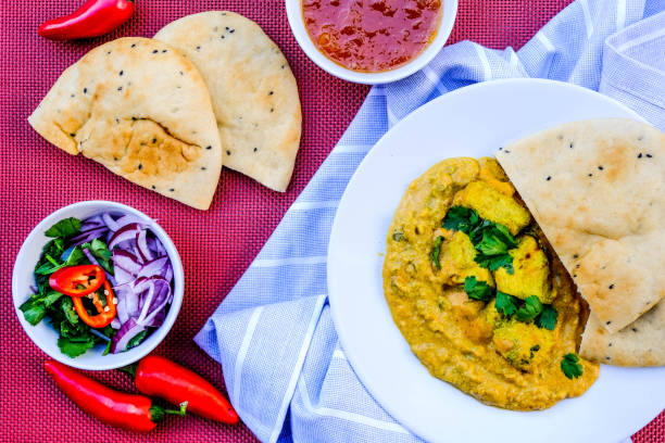 istock Indian Chicken Korma Curry Meal With Naan Bread 1173160053