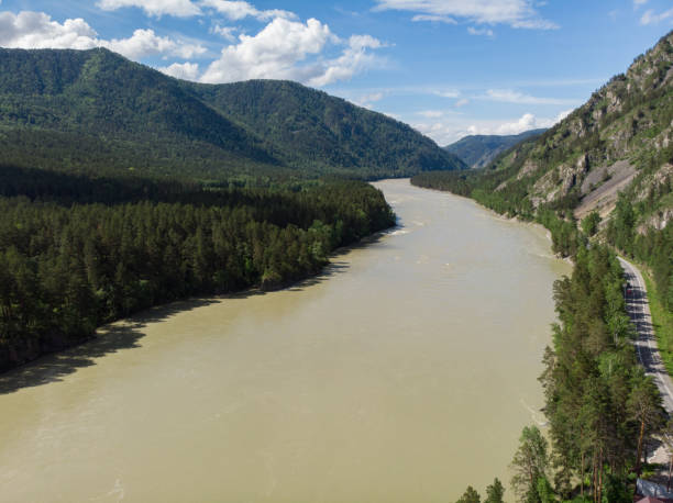 istock Aerial view of Katun river 1173160632