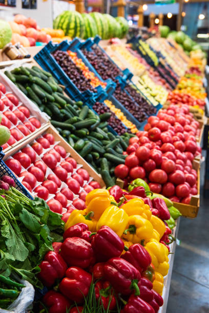 Compteur de marché d'agriculteur de légumes - Photo