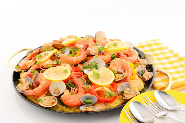 istock Delicious paella in pan 1173165217