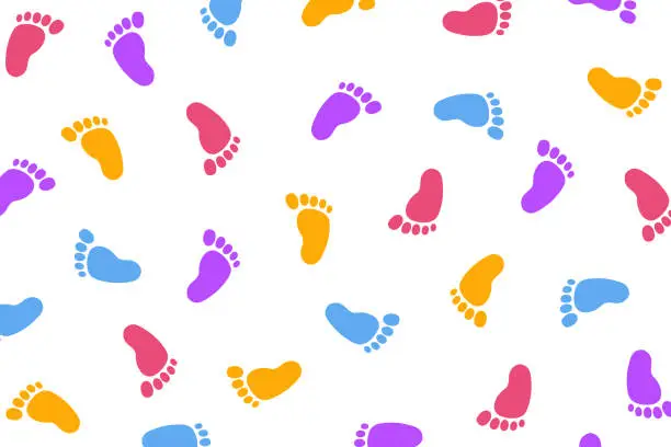 Vector illustration of Baby footprints background - stock vector