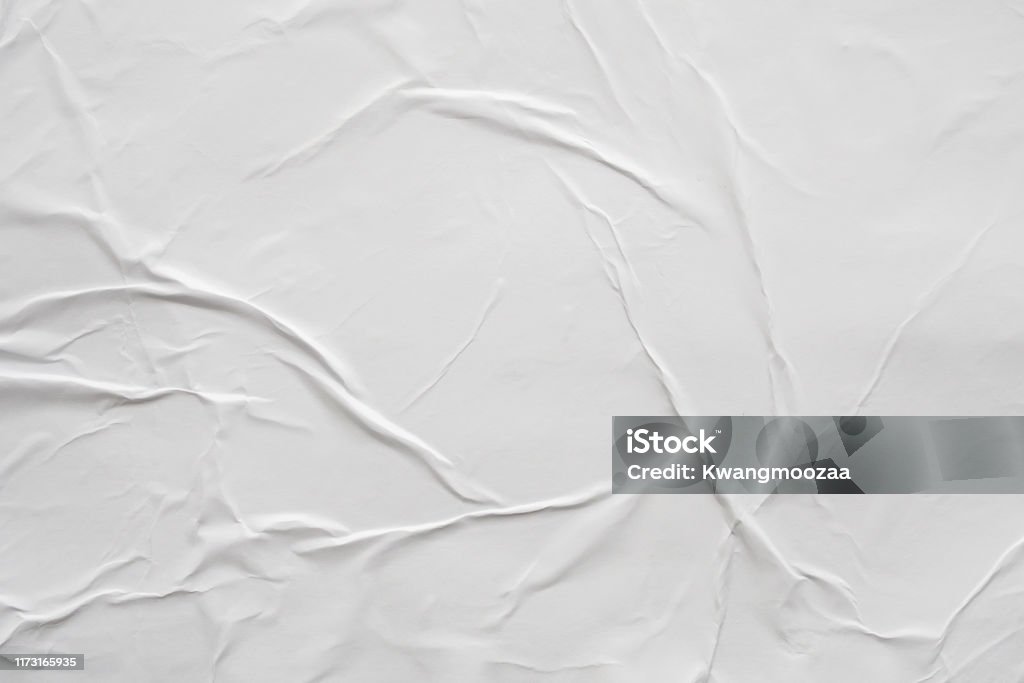 Blank White Crumpled And Creased Paper Poster Texture Background Stock  Photo - Download Image Now - iStock