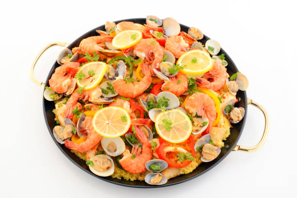 istock Delicious paella in pan 1173166436